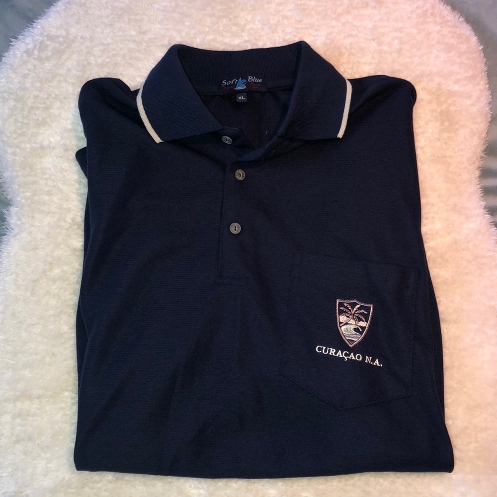 Soft Blue Original Sport Wear Curaçao NA navy blue polo short sleeve shirt